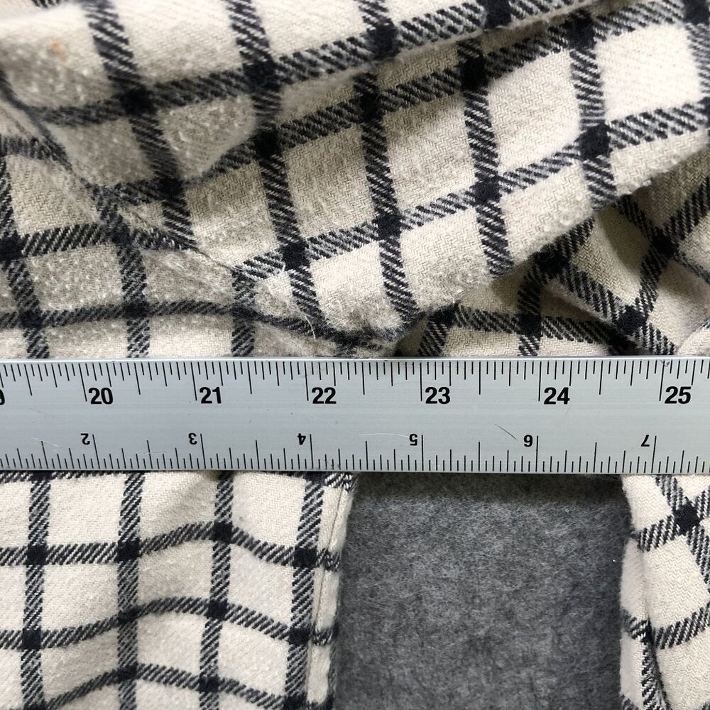 American Eagle Flannel Shirt Mens Large L Cream Black Grid Plaid Thick Shacket - Picture 8 of 10